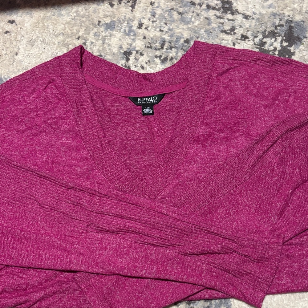 Buffalo David Bitton Magenta V-Neck Top